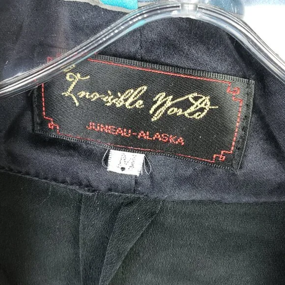 Invisible World Alaska Kimono Jacket 100% Silk Hand Painted Black size M Relaxed - Picture 3 of 14